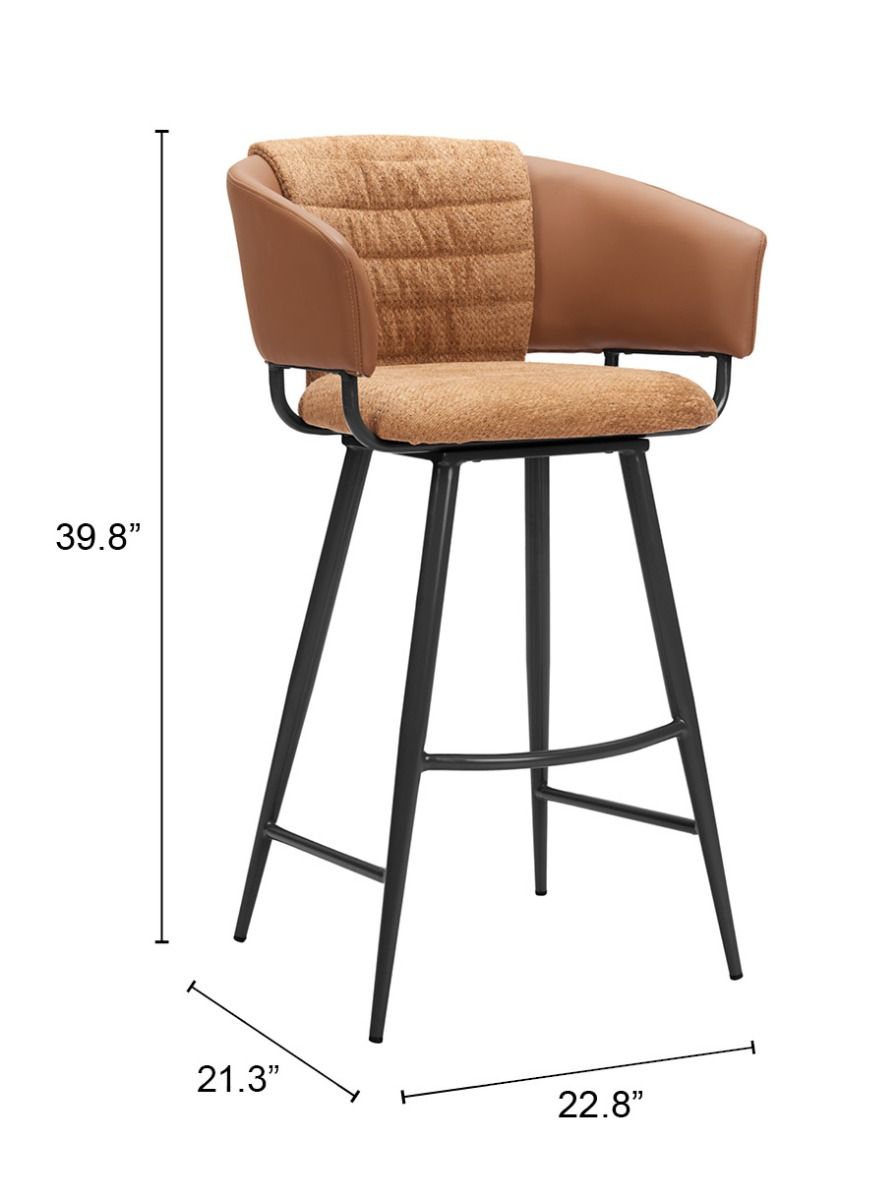 Juno Brown Faux Leather Barstool 2PC