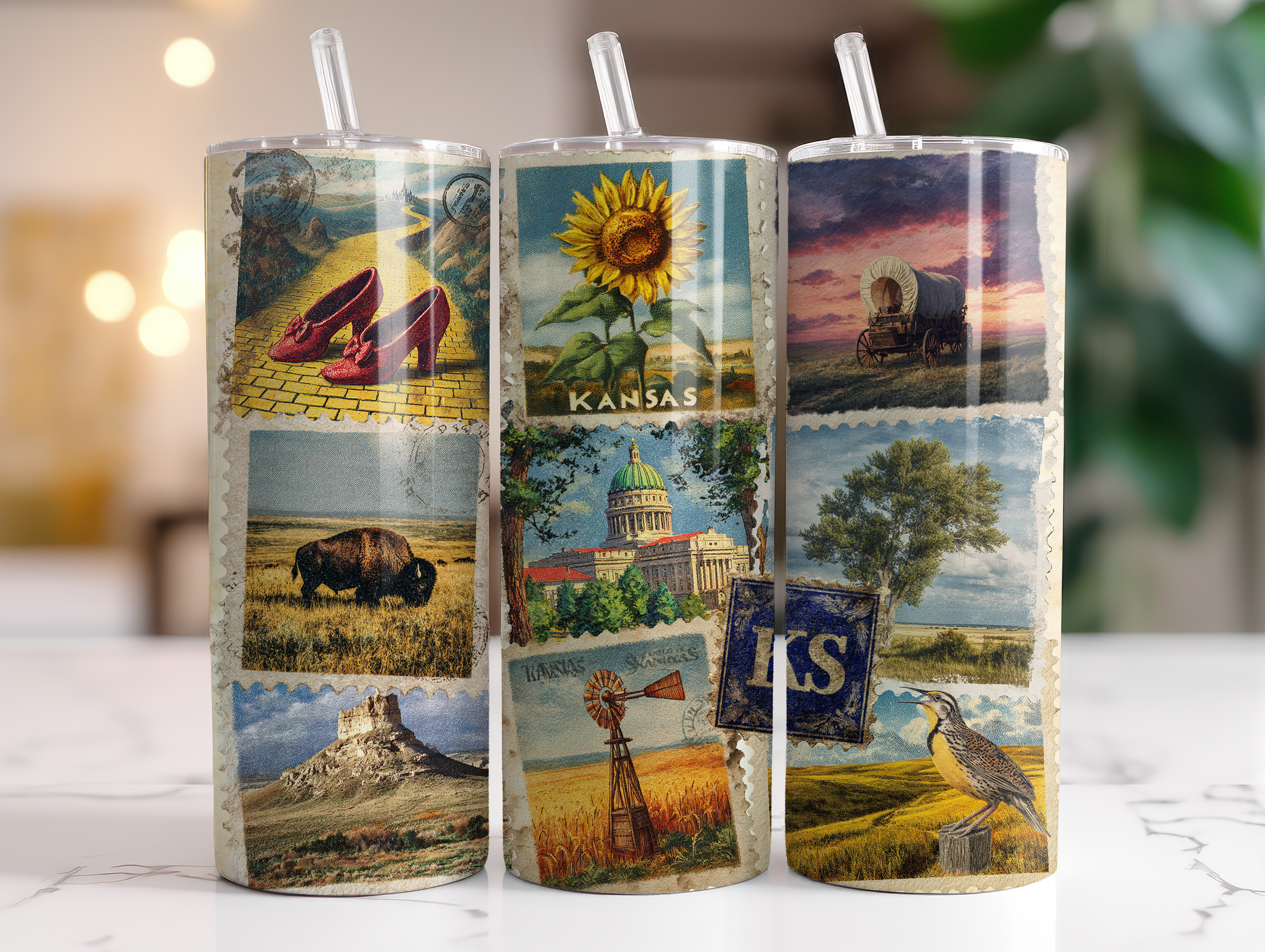 State of Kansas Stamps 20 oz Tumbler