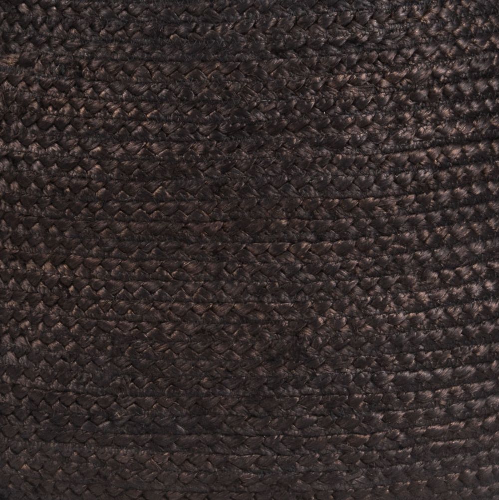 Lillian Braided Jute Black Ottoman