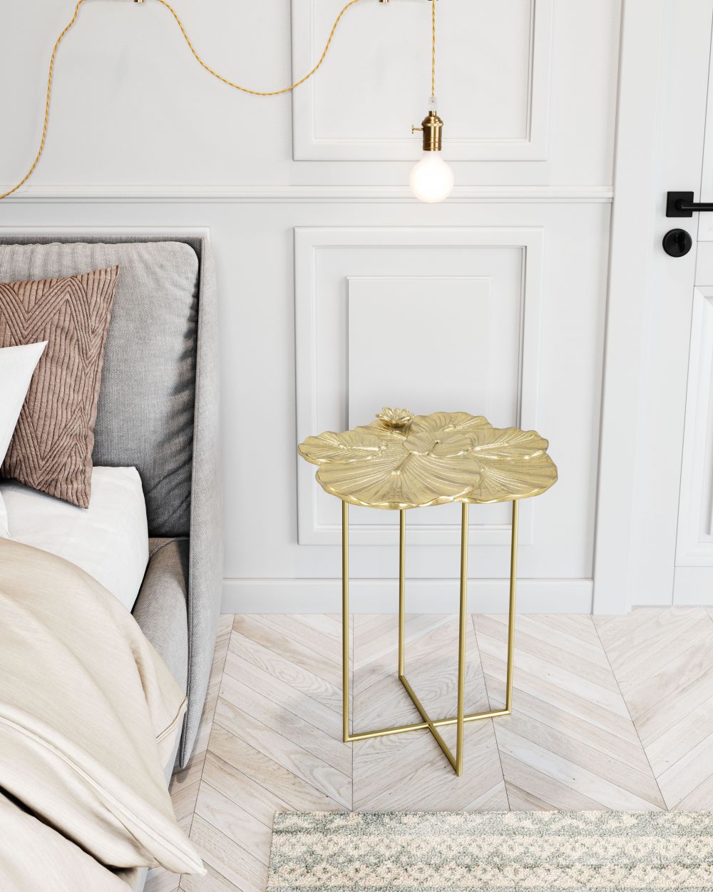 Lotus Golden Aluminum Side Table