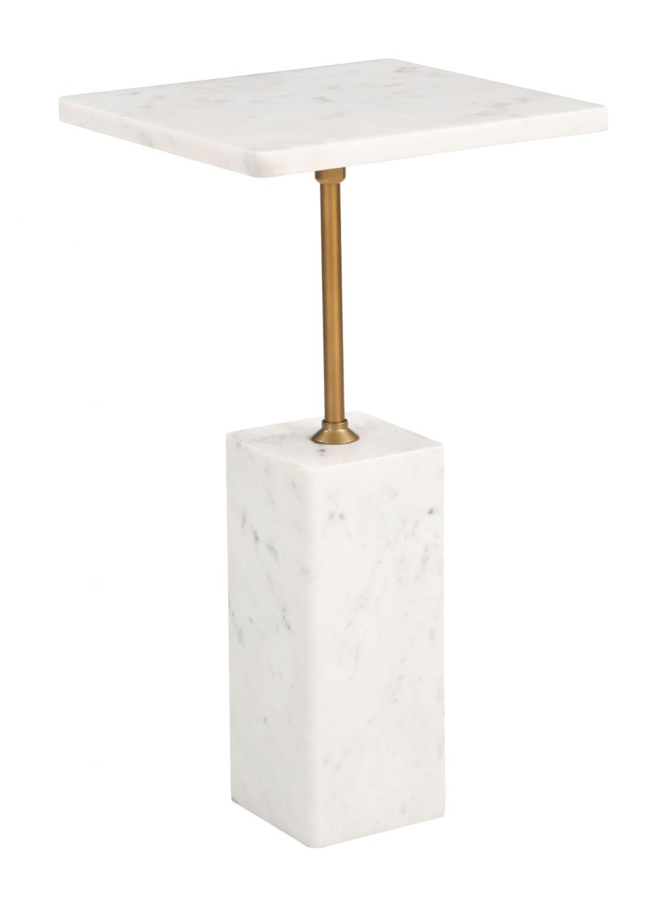 Naht White Marble Top Square Side Table