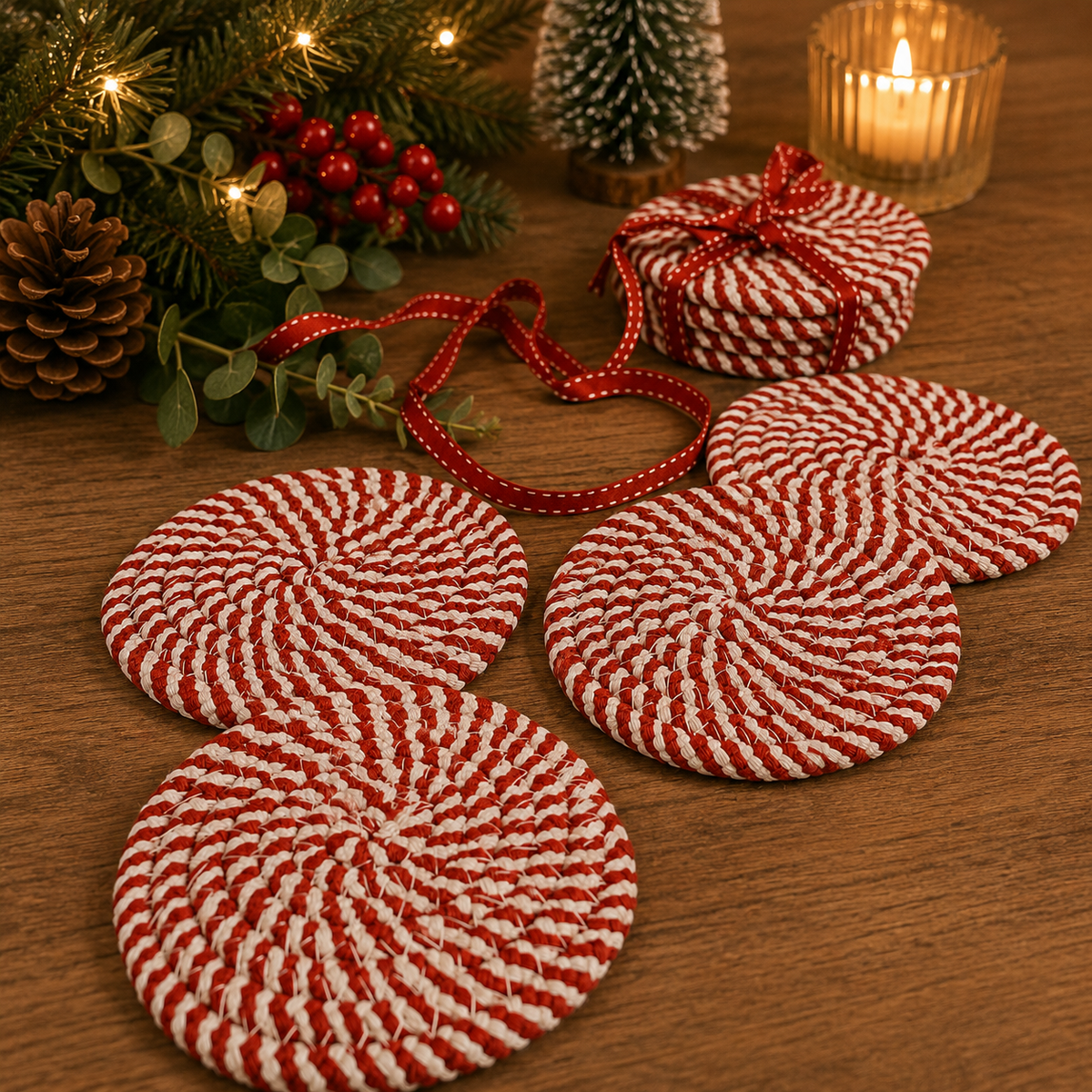 Candy Cane Coaster 4pk