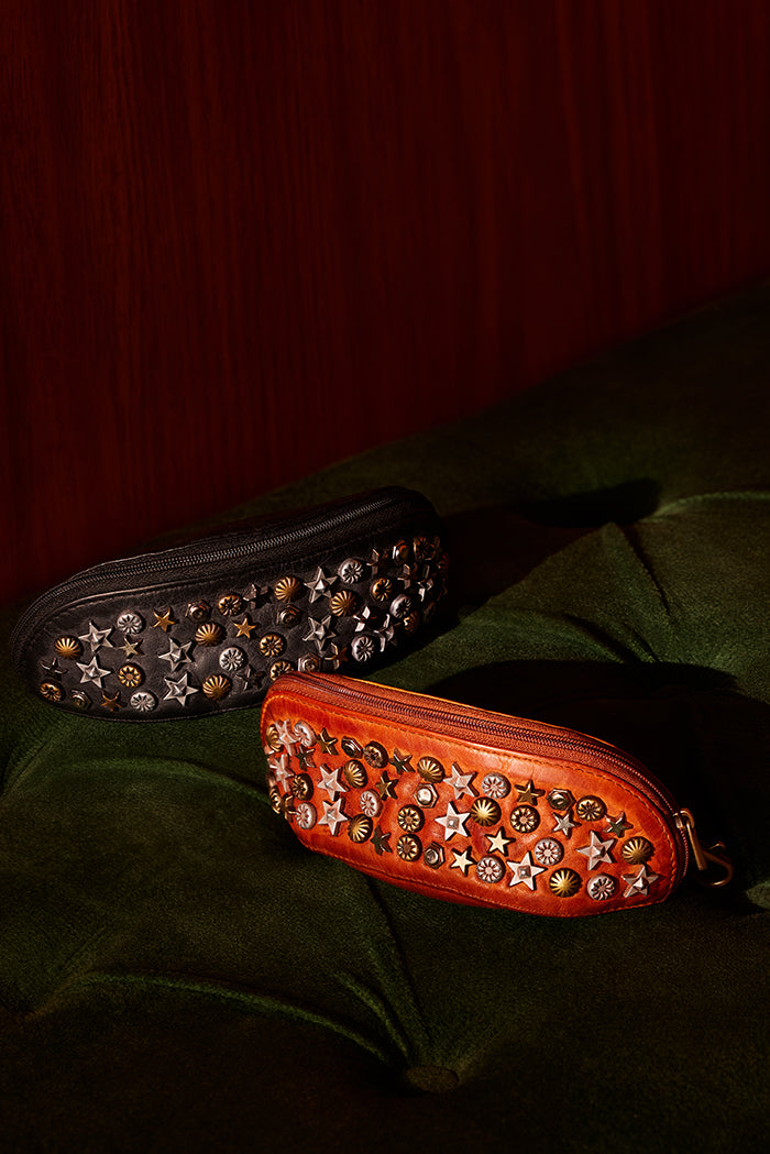 Myra Eclipse Charm Leather Sunglass Case in Brown
