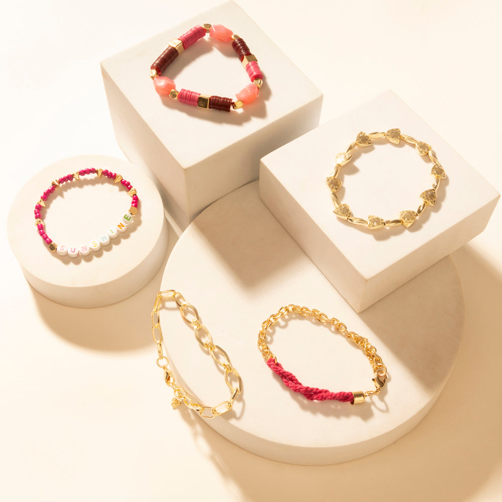 Myra Wildflower Sunshine Stack Bracelet in Carnival Pink