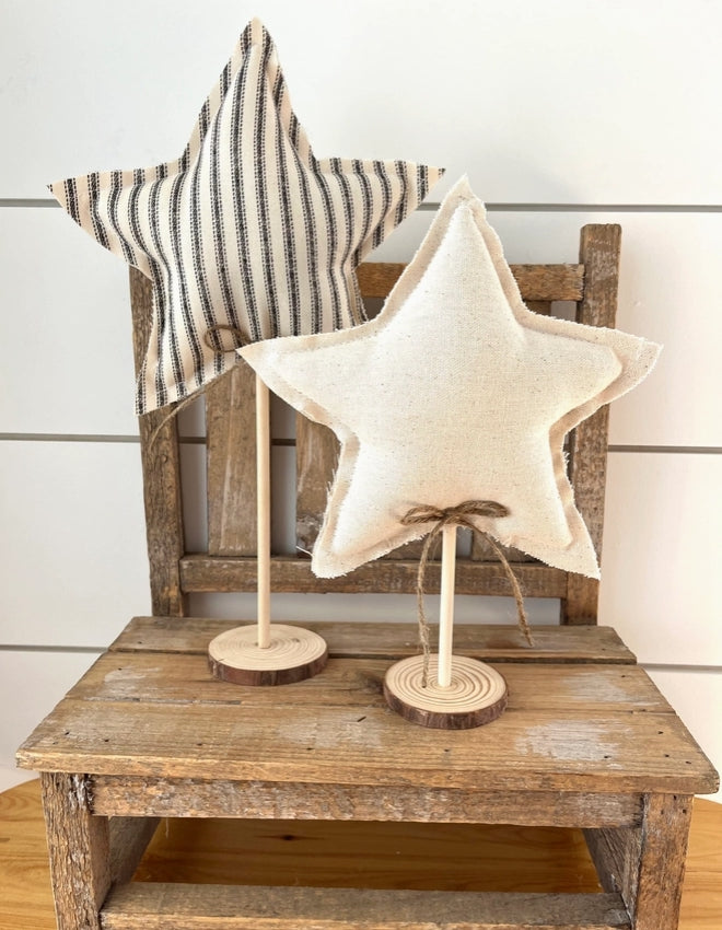 2pc. Rustic Star Set - Farmhouse Stripe