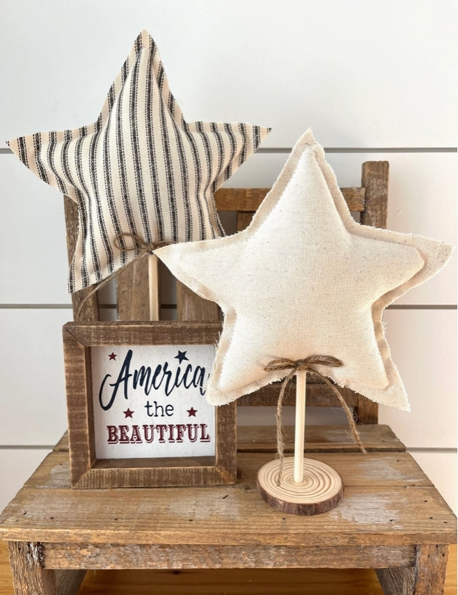 2pc. Rustic Star Set - Farmhouse Stripe