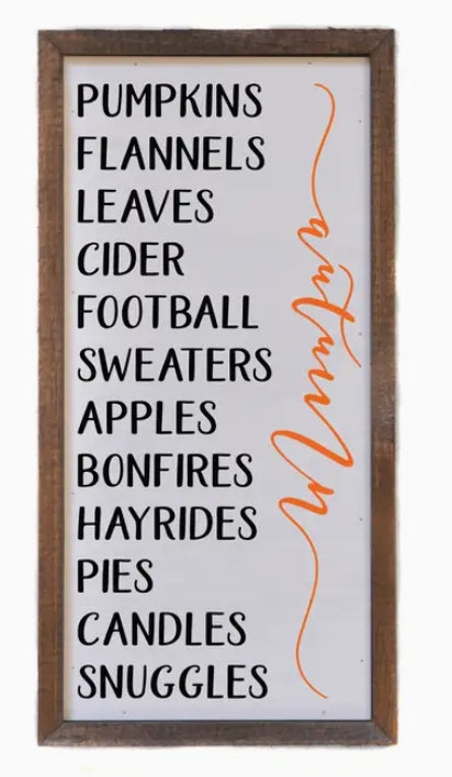 12x6 Best of Autumn List Fall Wood Sign