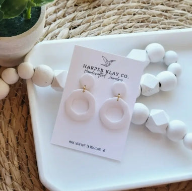 The Organic Circle Set- Polymer Clay Dangle Earrings