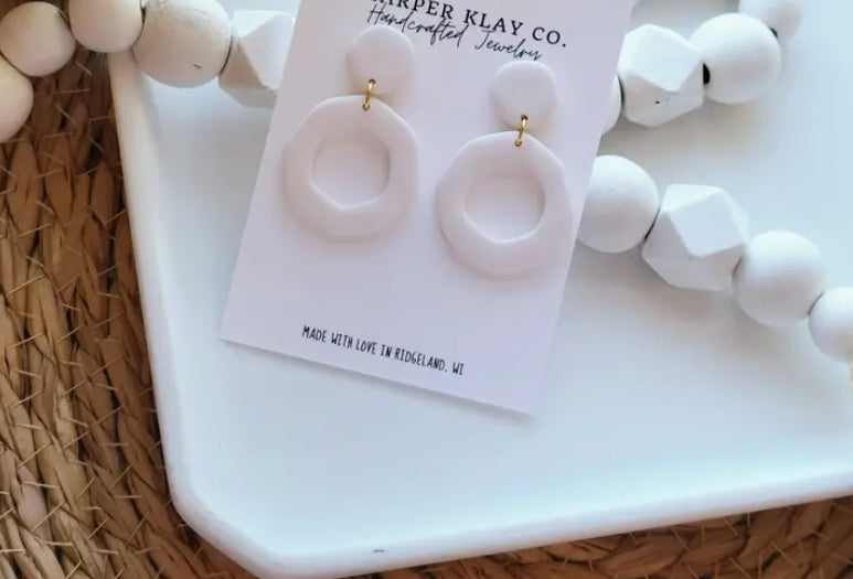 The Organic Circle Set- Polymer Clay Dangle Earrings