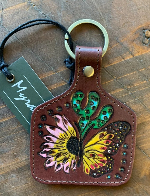 Butterfly Bliss Hand Tooled Leather Key Fob Myra Bag