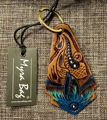 Flowering Love Hand Tooled Leather Key Fob Myra Bag