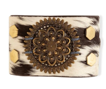 Brandianna Hair-On Hide Cuff Bracelet In Dark Myra Bag