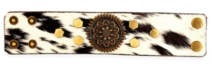 Brandianna Hair-On Hide Cuff Bracelet In Dark Myra Bag