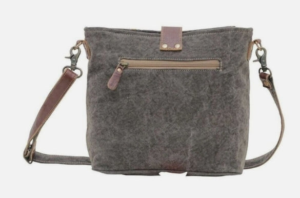 Tiffany Shoulder Bag Upcycled Canvas Cowhide Leather Myra Bag