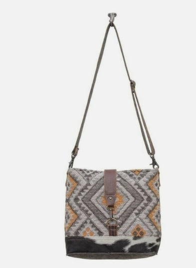 Tiffany Shoulder Bag Upcycled Canvas Cowhide Leather Myra Bag