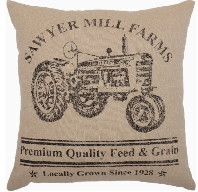 Sawyer Mill Charcoal Tractor Pillow 18x18