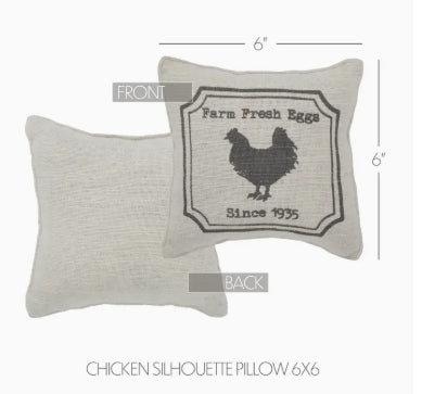 Finders Keepers Chicken Silhouette Pillow 6x6