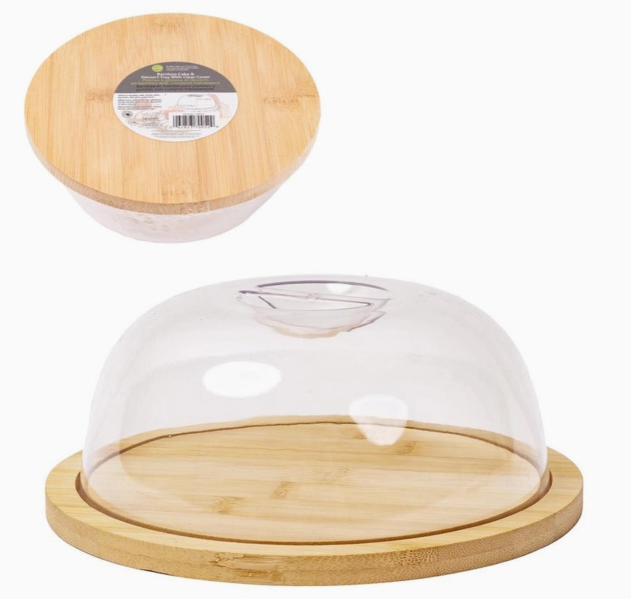 Luciano Gourmet Cake Saver with Bamboo Base, 7.7"D