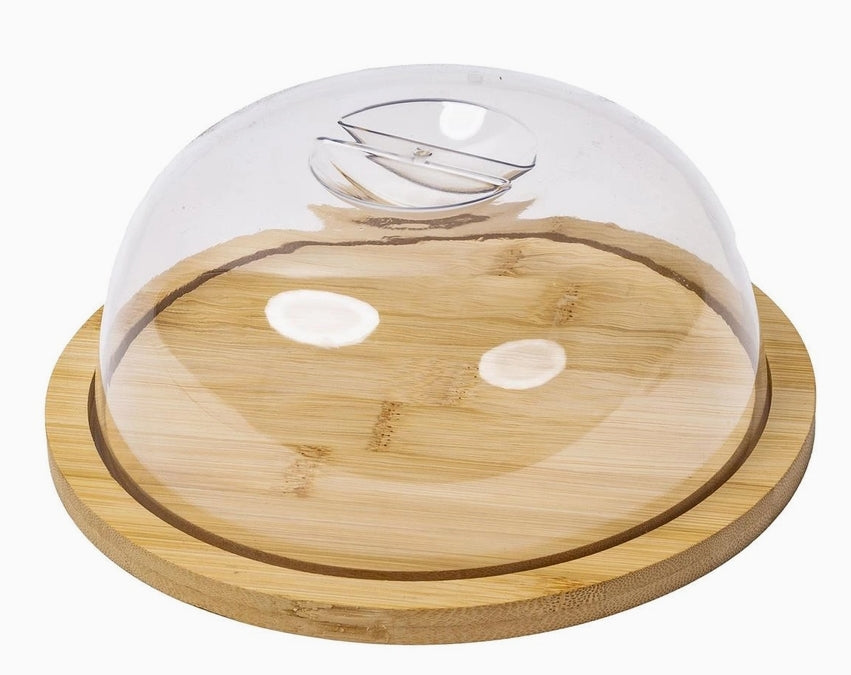 Luciano Gourmet Cake Saver with Bamboo Base, 7.7"D