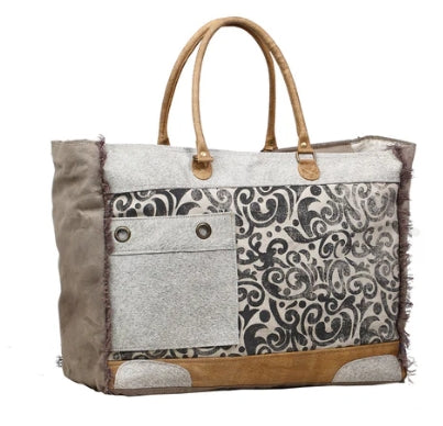 Hide & Floral Print Weekender Myra Bag
