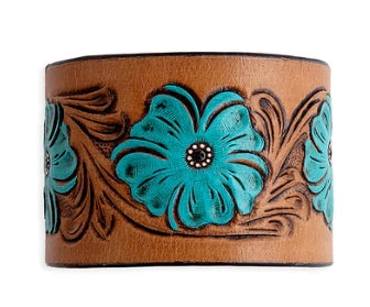 Bold Blossom Leather Cuff Bracelet Myra Bag