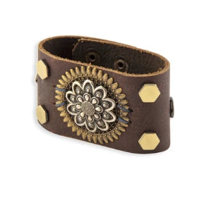 Eagle's Cry Leather & Medallion Cuff Bracelet