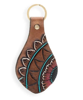 Floral Glimpse Hand-tooled Leather Key Fob Myra Bag