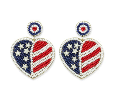 Tis of Thee Beaded Heart Earrings Myra Bag