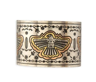 Thunder Hawk Etched Metal Cuff Bracelet Myra Bag