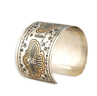 Thunder Hawk Etched Metal Cuff Bracelet Myra Bag