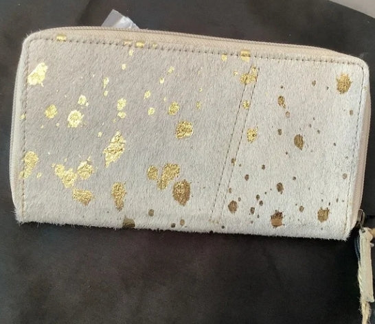 Gold Desire Leather & Hair-On Wallet Myra Bag