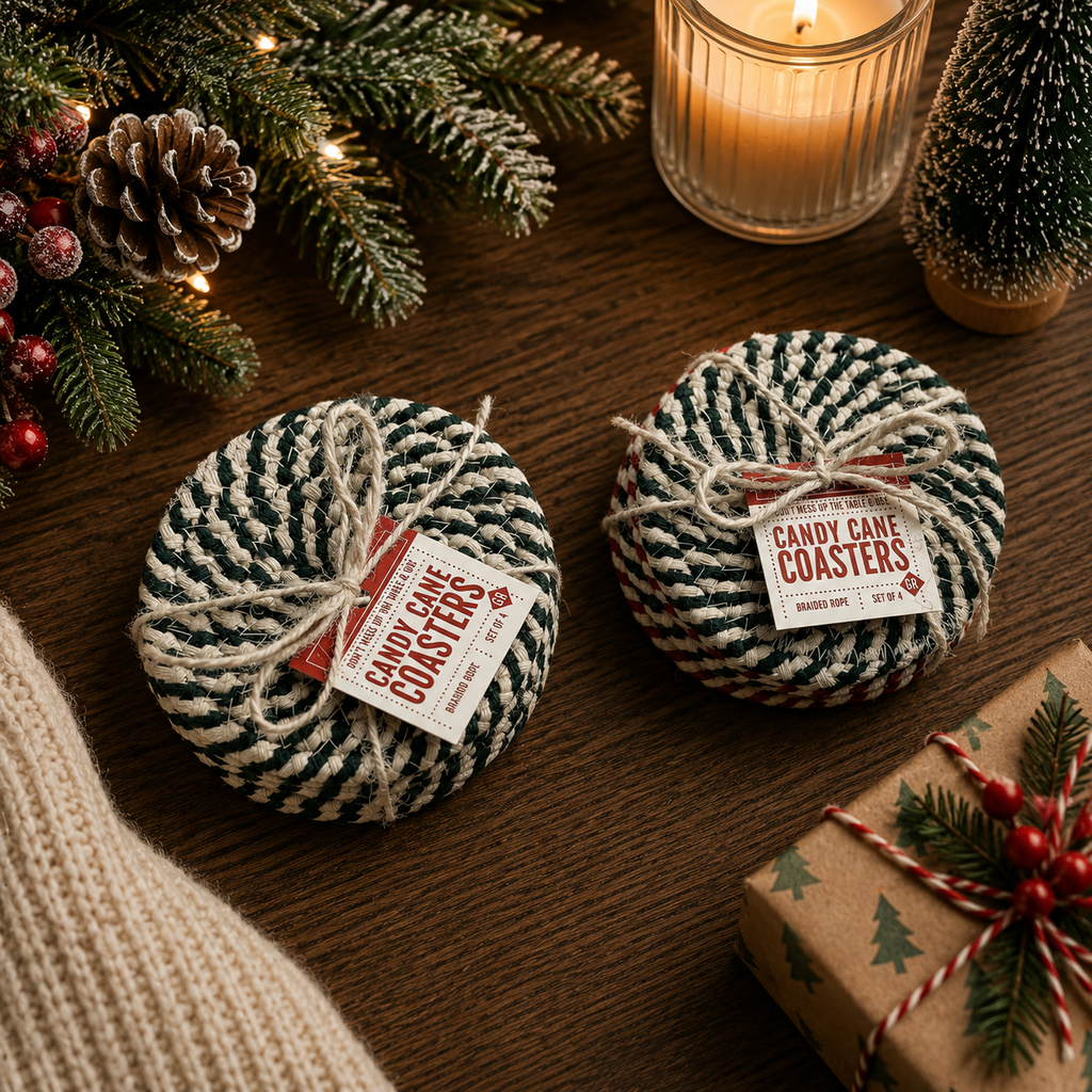 Candy Cane Coaster 4pk