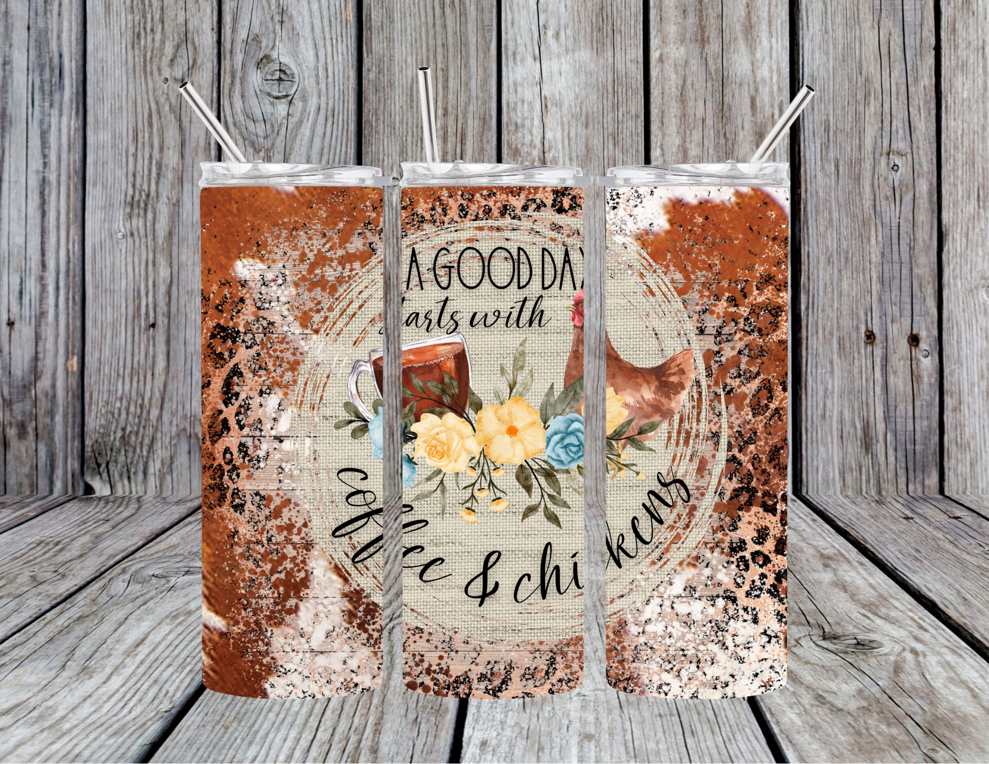 Coffee and Chickens 20oz Skinny Tumbler