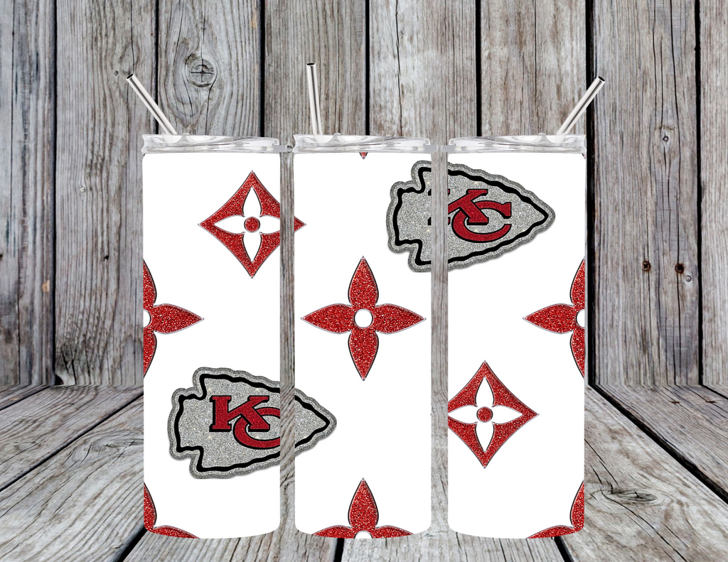 KC Chiefs Football Bling 20 oz Skinny Tumbler