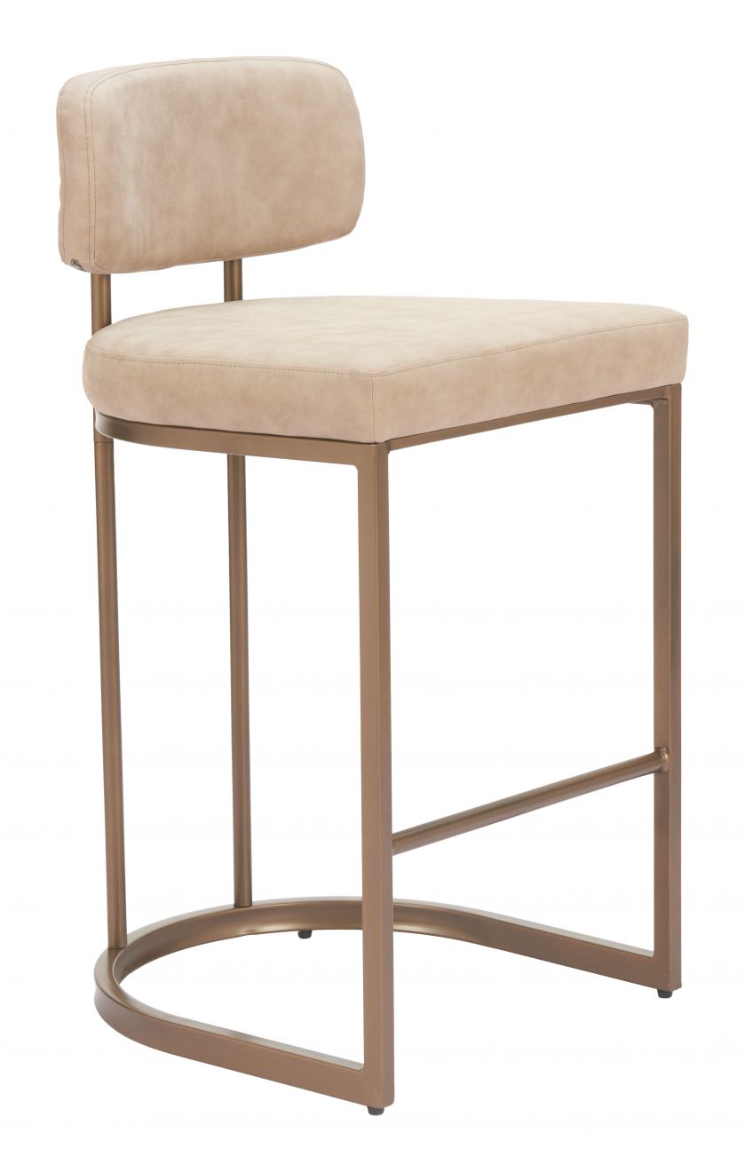 Velar Beige Faux Leather Counter Stool 2PC