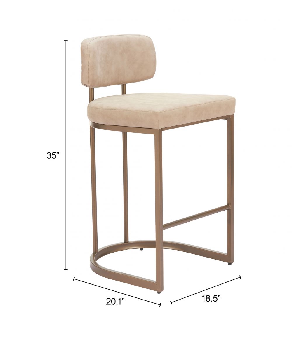 Velar Beige Faux Leather Counter Stool 2PC