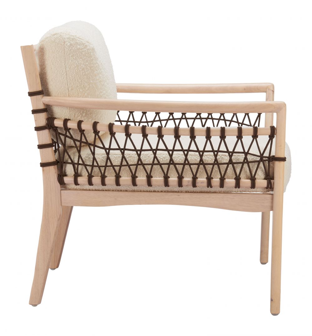Wezly Ivory Textured Fabric Accent Chair
