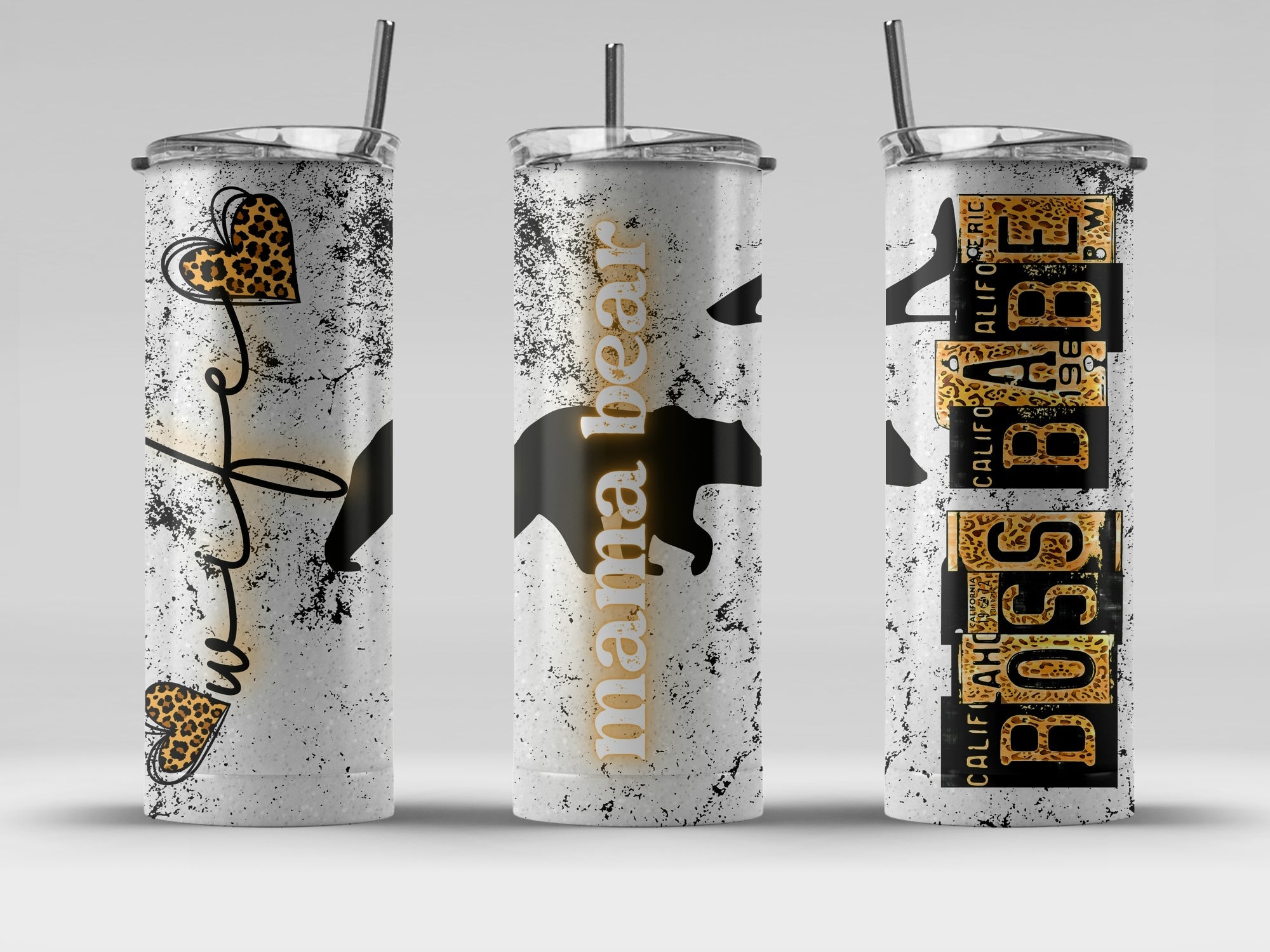 Wife, Mama Bear, Boss Babe 20oz Skinny Tumbler