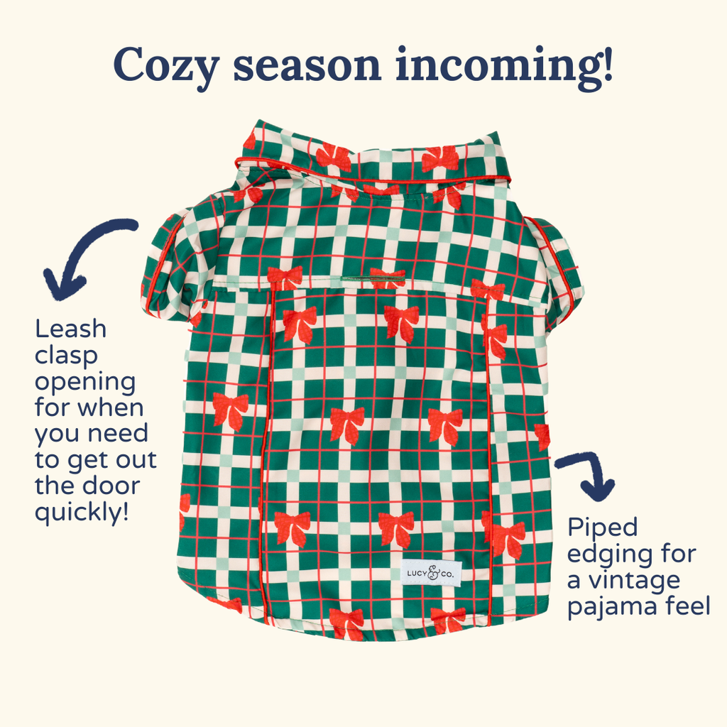 Howliday Bows Dog Pajamas + Human Eye Pillow