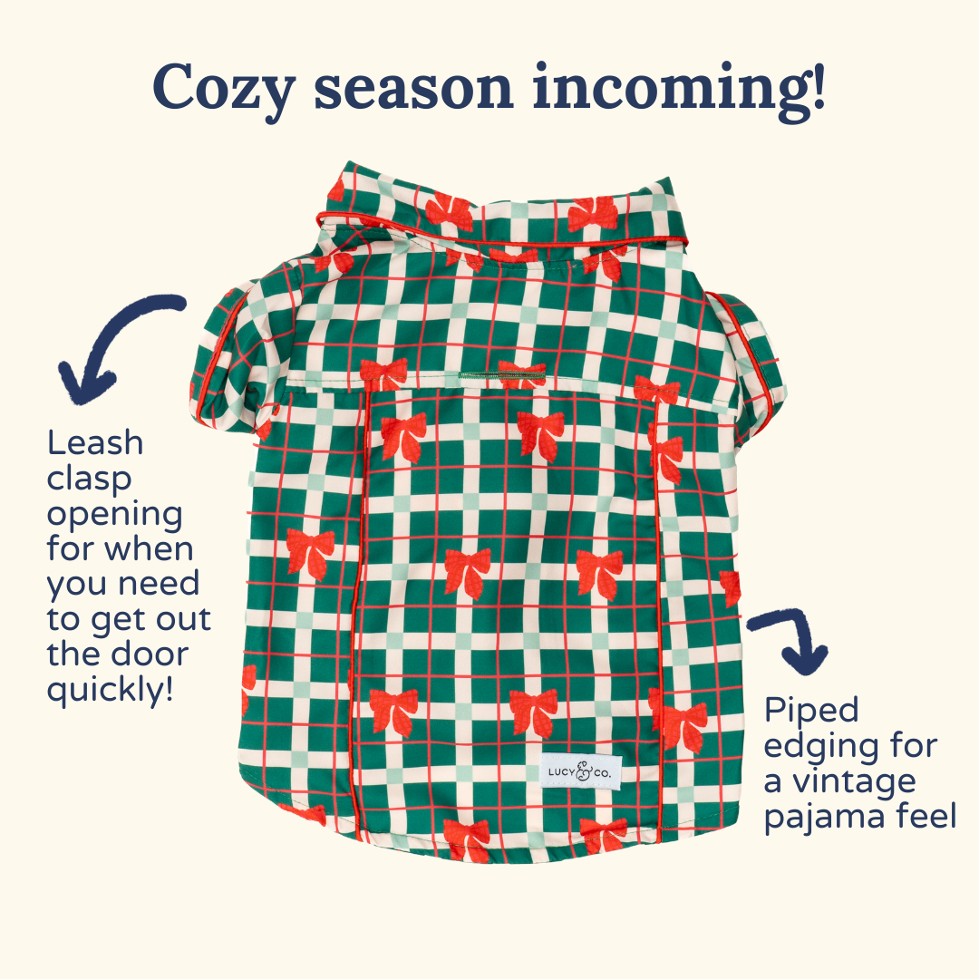 Howliday Bows Dog Pajamas + Human Eye Pillow