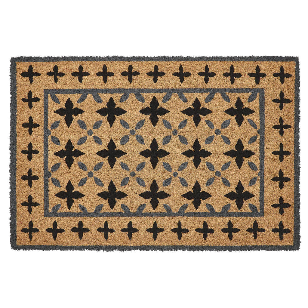 Charleston Mosaic Black Grey Coir Rug 20x30