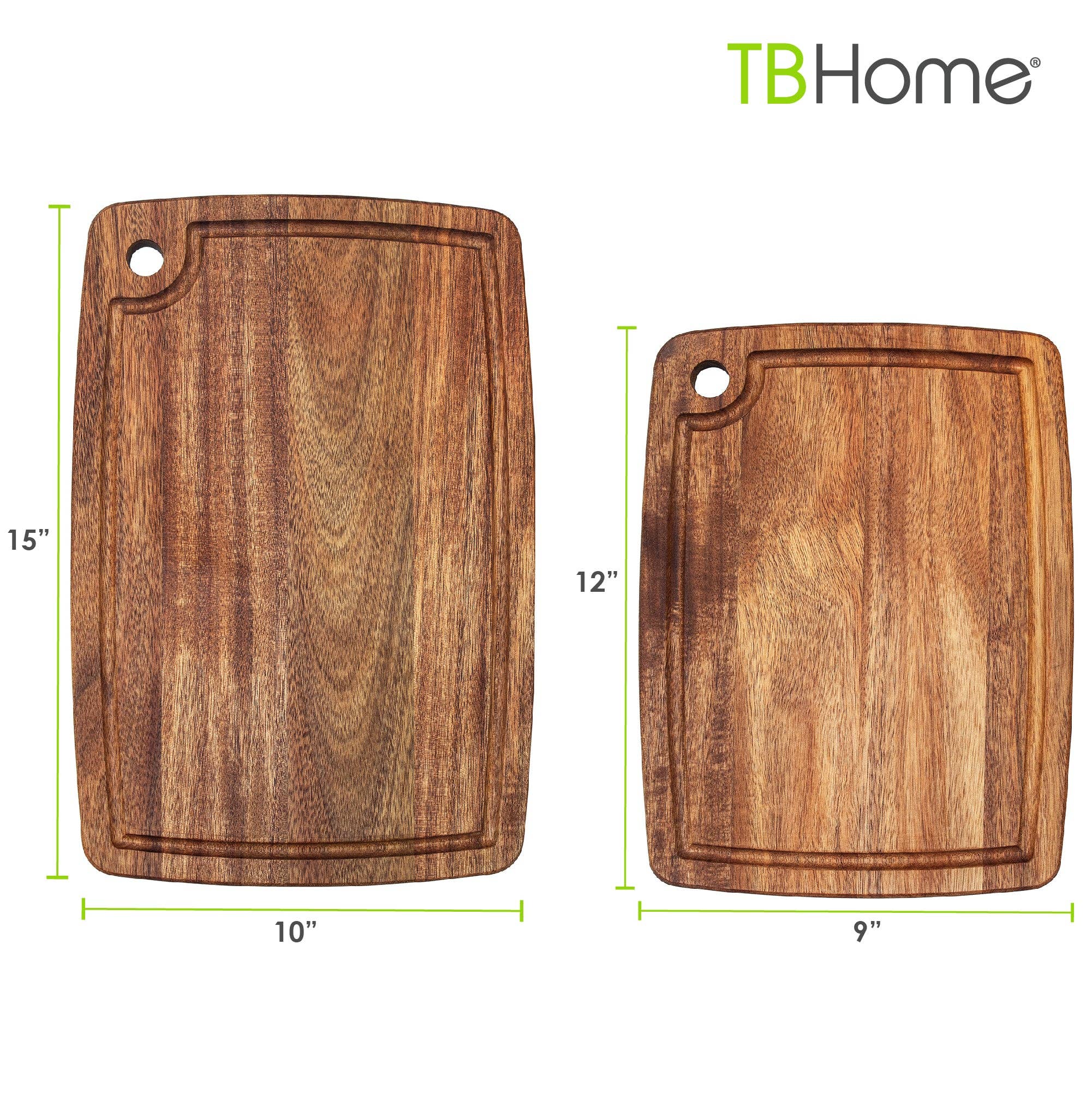 TB Home® 2-Piece Acacia Wood Cutting Board Set