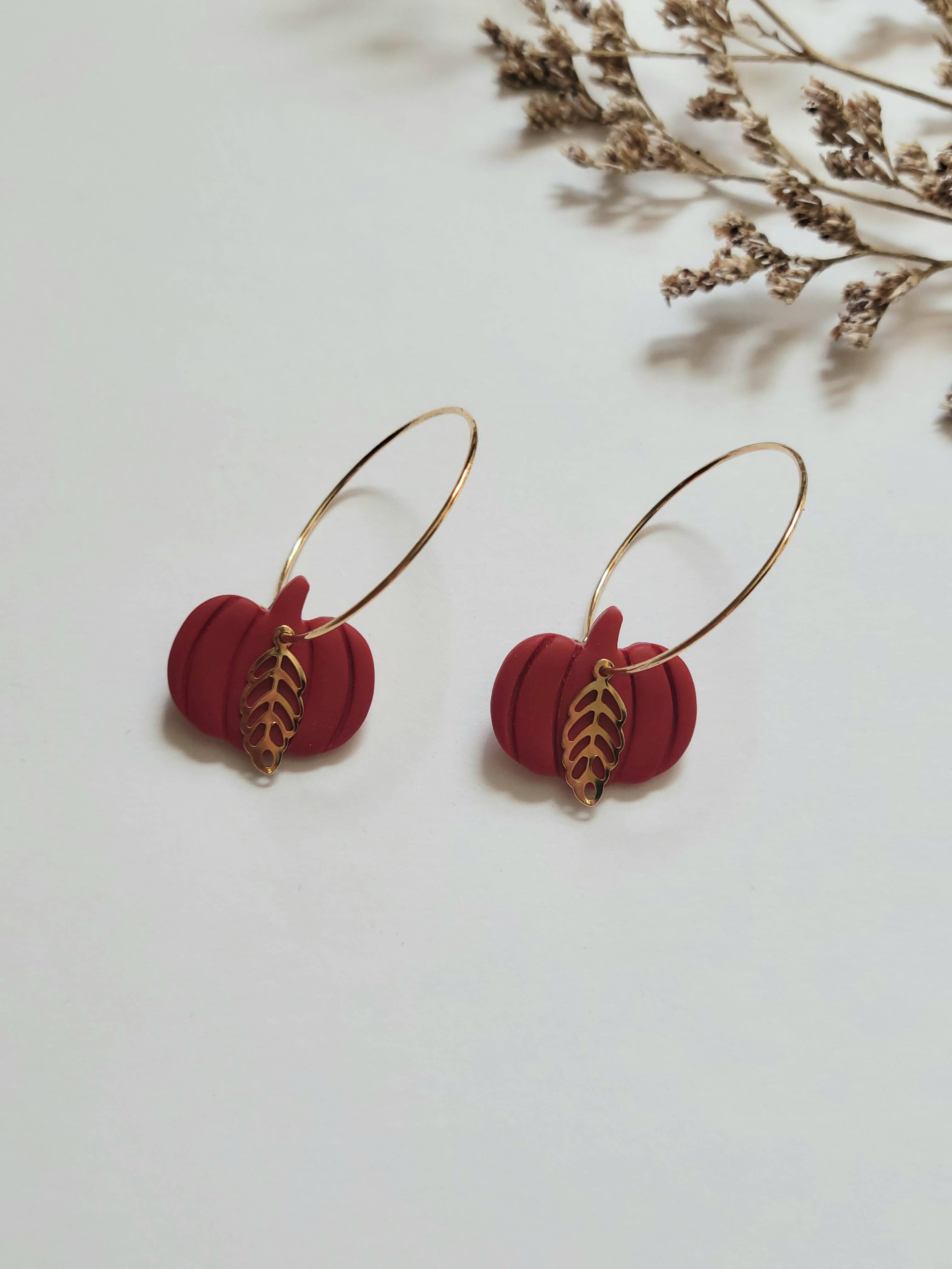 The Pumpkin Hoops - Fall Polymer Clay Earrings