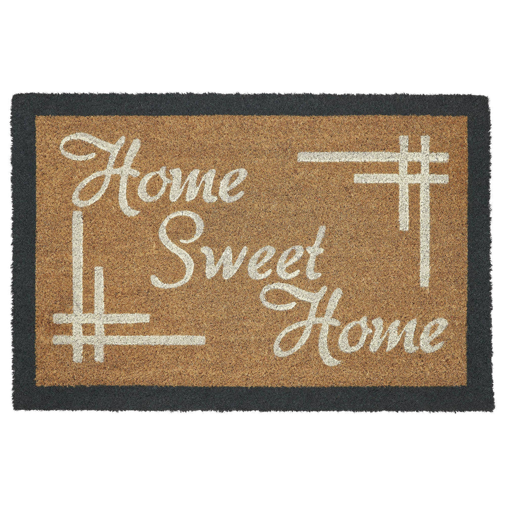 Home Sweet Home Charcoal Creme Coir Rug 20x30