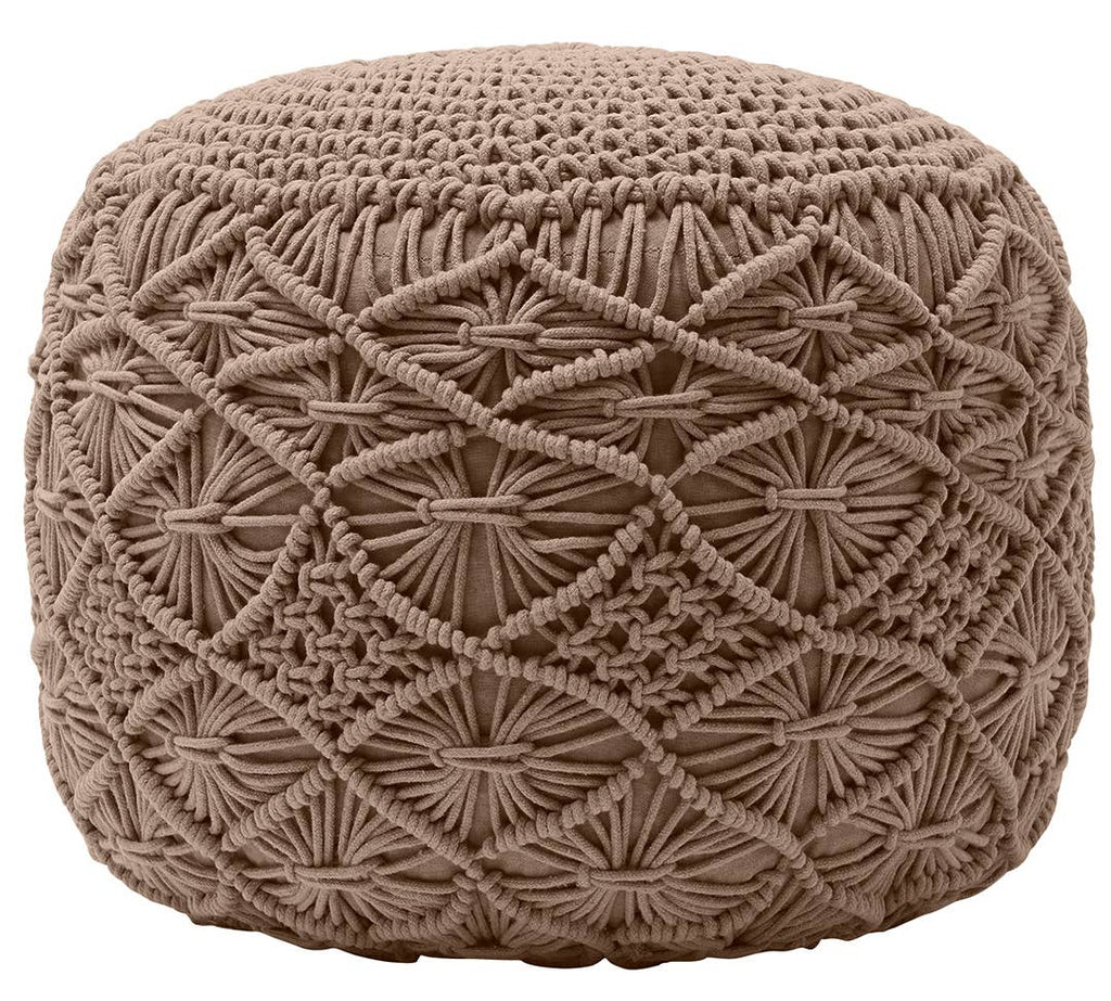 Cotton Macrame Braid Pouf Ottoman
