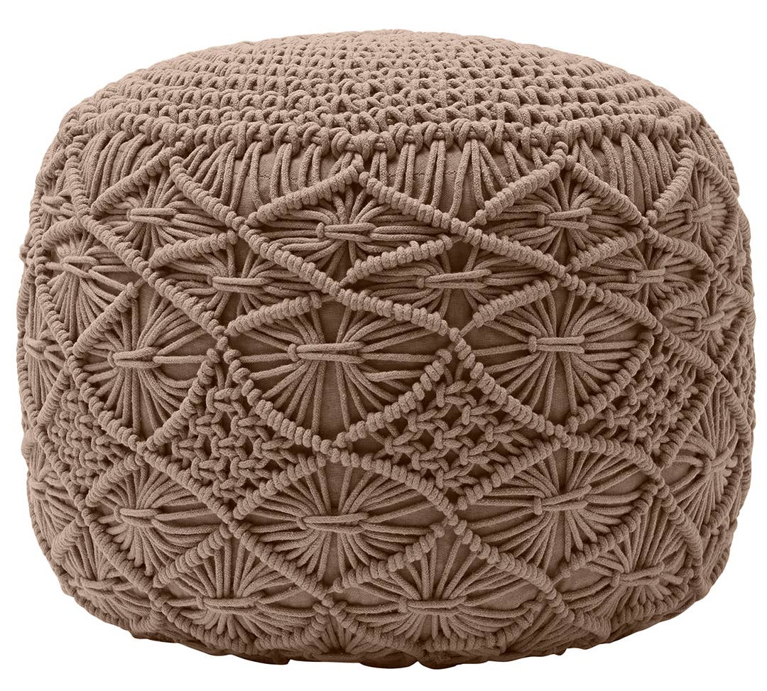 Cotton Macrame Braid Pouf Ottoman