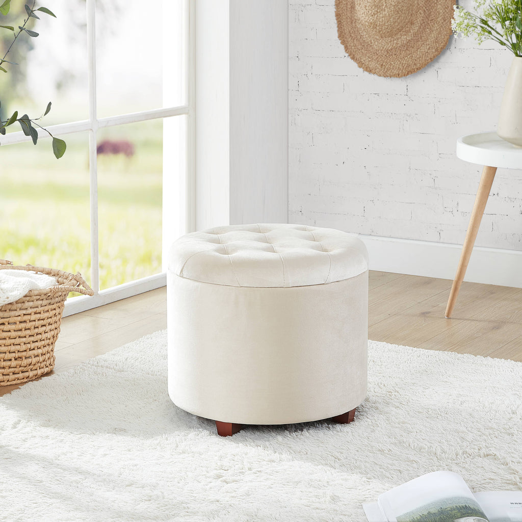 Donovan Round Tufted Storage Ottoman