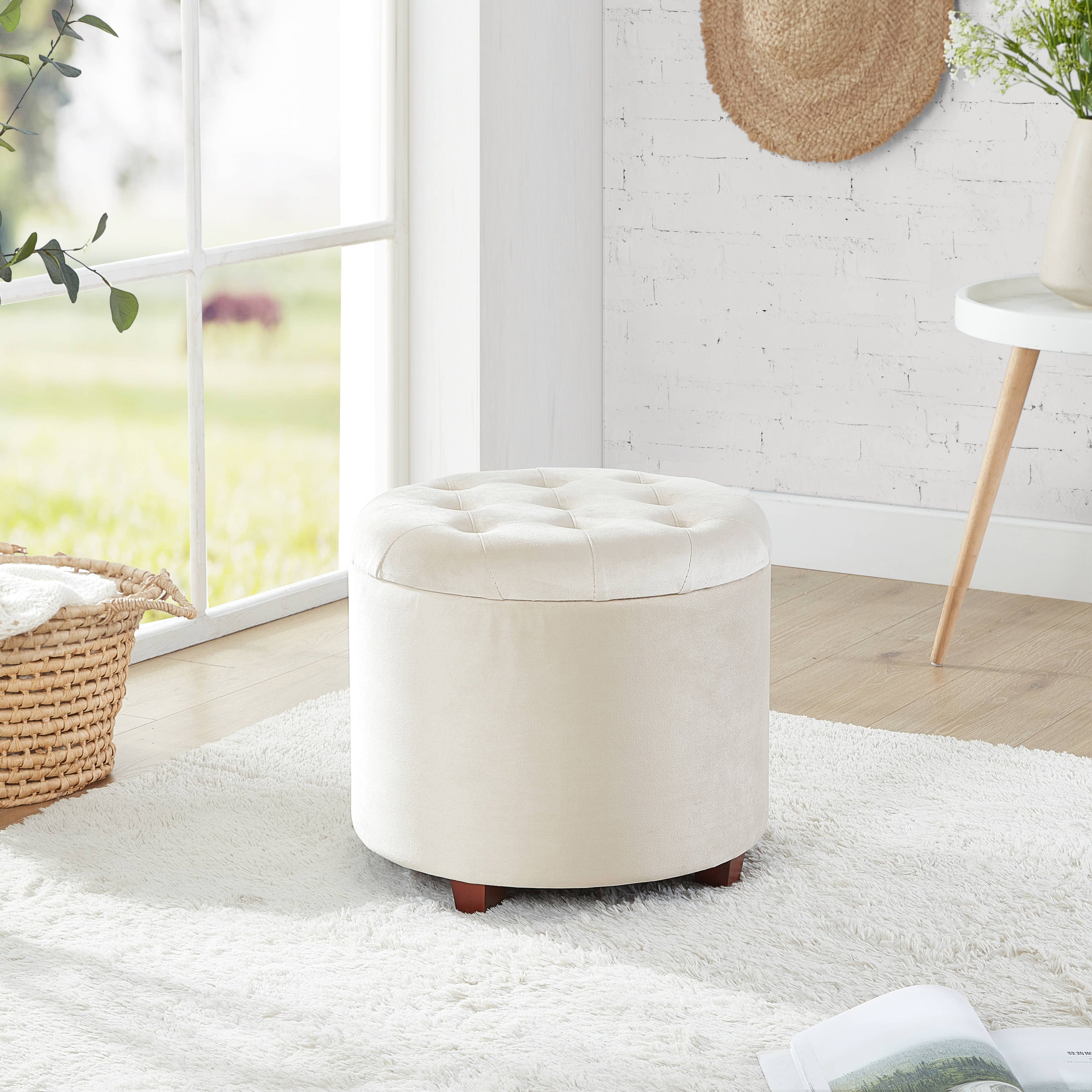 Donovan Round Tufted Storage Ottoman