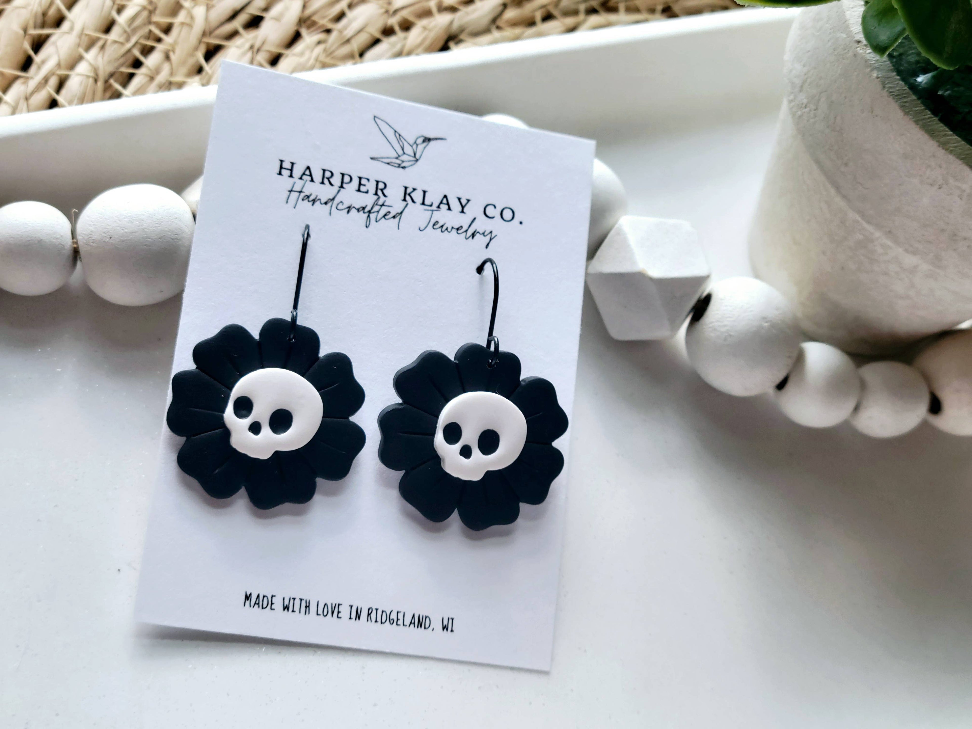 The Goth Flower Set- Polymer Clay Dangle Earrings
