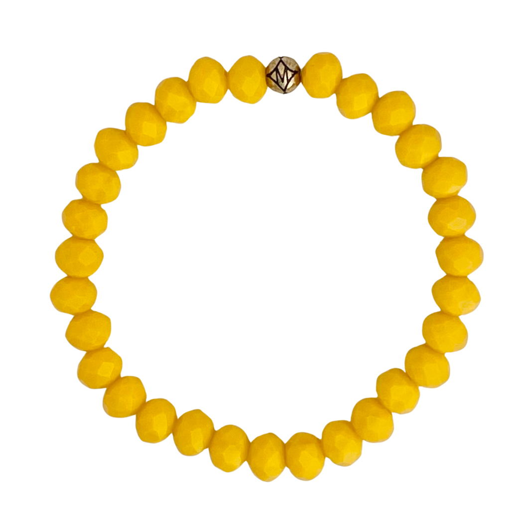 Dillon 8mm Mustard Crystal Beaded Bracelet